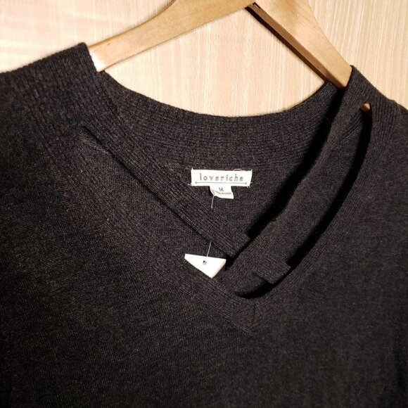 Love Riche Womens New Grey Front Cut Out Sweater Medium - Picture 3 of 7